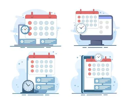 Vector set of a flat style planning app concept on a smartphone screen Stock Illustration