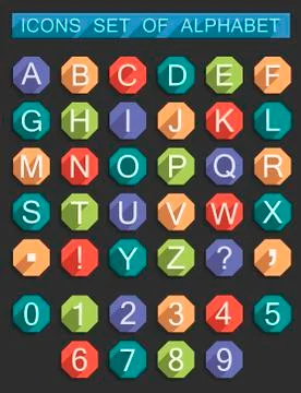 Vector Set Flat Symbols of Alphabet Stock Illustration