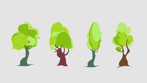 Vector set of flat trees, forest and bush 4K Matte - Finish Animation. Stock Footage 280546850