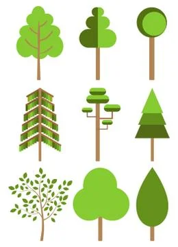 Vector set of flat trees イラスト素材