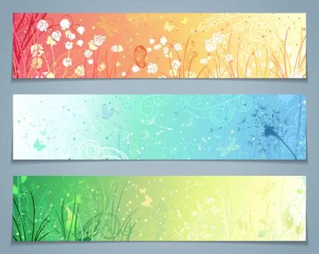 Vector set of floral banners. Stock Illustration