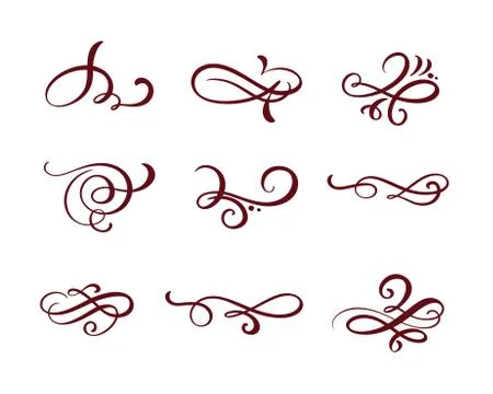 Vector set of floral calligraphic elements, dividers and flourish ornaments for 스톡 일러스트