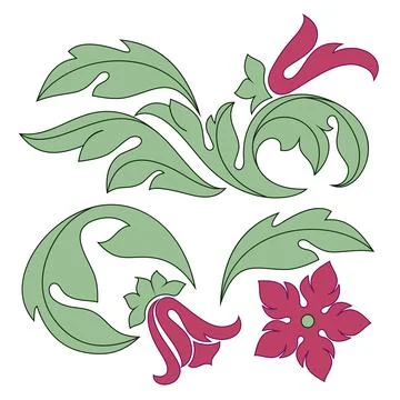 Vector set of floral elements  イラスト素材