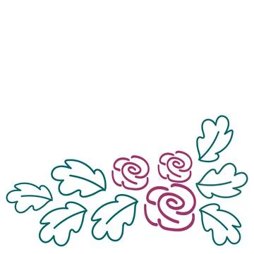 Vector set of floral elements from leaves and rose buds with copyspace. Stock Illustration