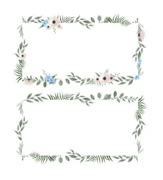 Vector set. Floral frame. Frame border with copy space. Illustrazione stock