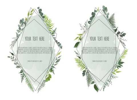 Vector set floral frame. Greeting, postcard wedding invite template. Elegant Stock Illustration