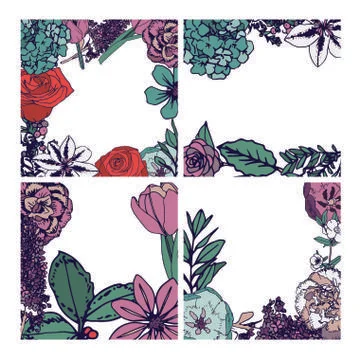 Vector set of floral frames 스톡 일러스트