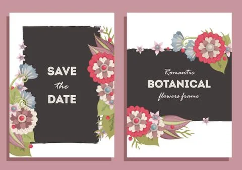 Vector set of floral frames Stock Illustration