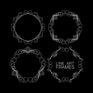 Vector set of floral monogram frames. line art elements for design 스톡 일러스트