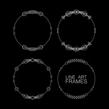 Vector set of floral monogram frames. line art elements for design Stock Illustration