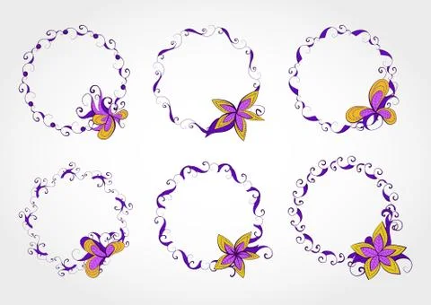 Vector set of floral round frame Stock-Illustration