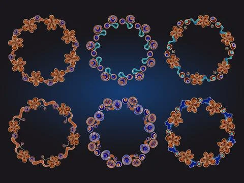 Vector set of floral round frames for your design Stock Illustration