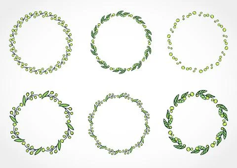 Vector set of floral round frames Illustrazione stock