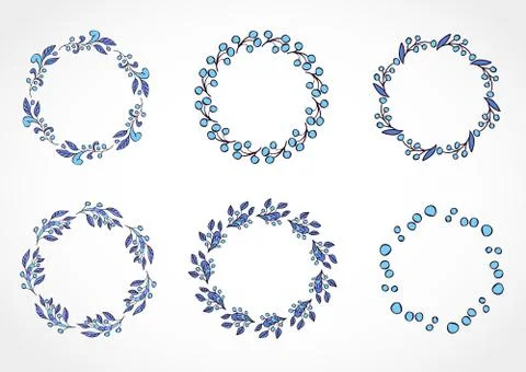 Vector set of floral round frames Stock Illustration