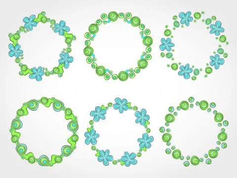 Vector set of floral round frames for your design Illustrazione stock