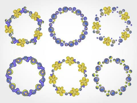 Vector set of floral round frames for your design Illustrazione stock