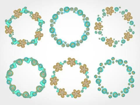 Vector set of floral round frames for your design Stock Illustration