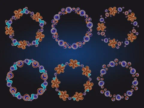 Vector set of floral round frames for your design Stock Illustration