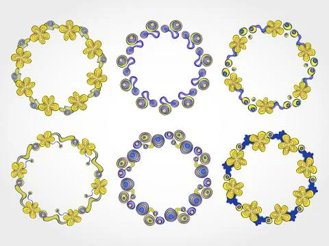 Vector set of floral round frames for your design 库存插图
