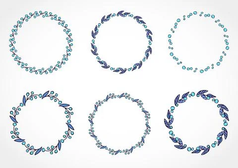 Vector set of floral round frames Stock Illustration
