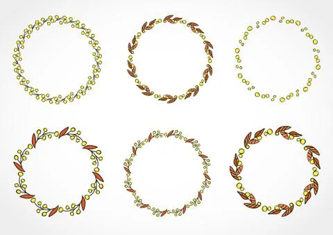 Vector set of floral round frames 库存插图