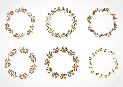 Vector set of floral round frames Stock Illustration