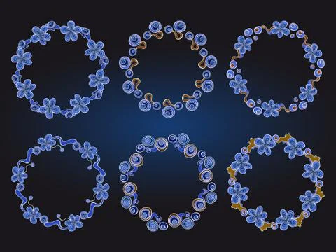 Vector set of floral round frames for your design Illustrazione stock