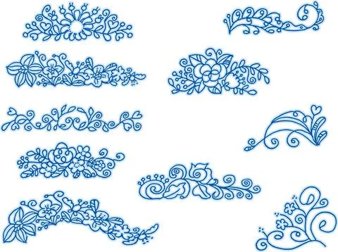 Vector set: flowers calligraphic design elements and page decoration Stock Illustration