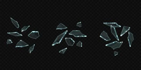 Vector set of flying glass shards. Explosion or collision effect. イラスト素材