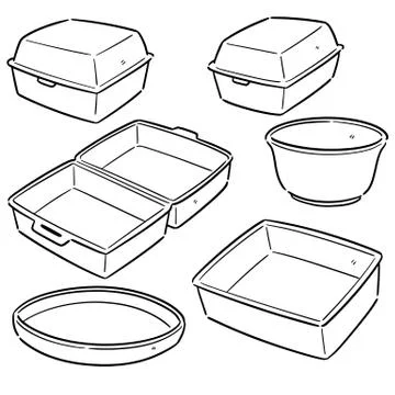 Vector set of foam container Stock Illustration