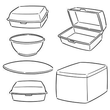 Vector set of foam container Stock Illustration
