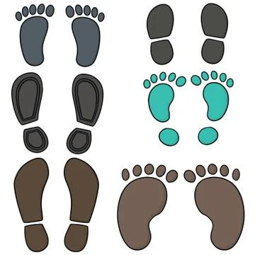 Vector set of footprints and shoeprints Stock Illustration