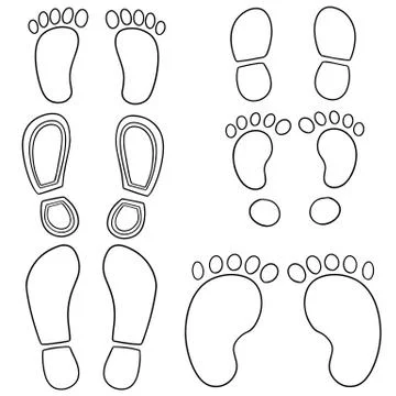 Vector set of footprints and shoeprints Illustrazione stock