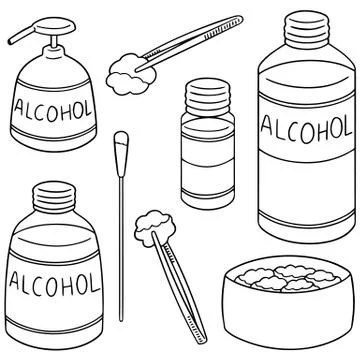 Vector set of forcep, alcohol and sterile cotton Stock Illustration