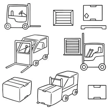 Vector set of forklift truck Stock Illustration