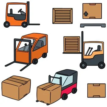 Vector set of forklift truck Stock Illustration