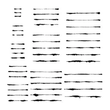 Vector Set of Forty Four Ink Puddled Brushes Stock Illustration