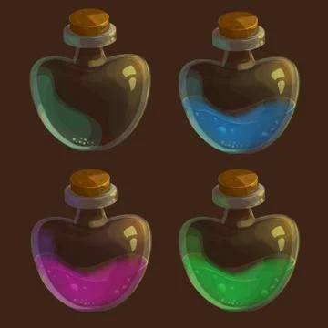 Vector set of four bottles with poison Stock Illustration