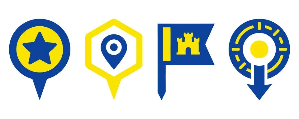 Vector of Set of four colorful flat design location icons Stock Illustration