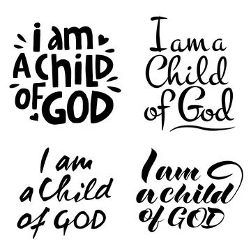 Vector set of four handwritten inscriptions I am a child of God Stock Illustration