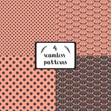 Vector set of four seamles textures for wrapping or textile print Stock Illustration