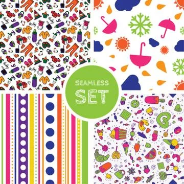 Vector set of four seamless background Stock Illustration