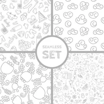 Vector set of four seamless background Stock Illustration