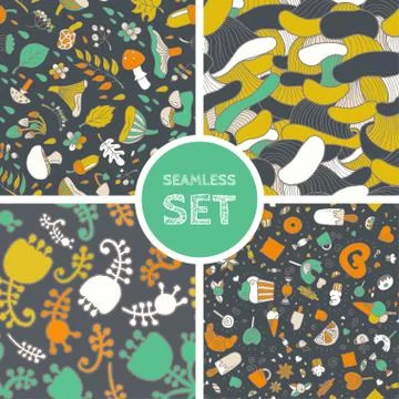 Vector set of four seamless background Stock Illustration