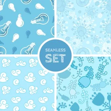 Vector set of four seamless background Stock Illustration