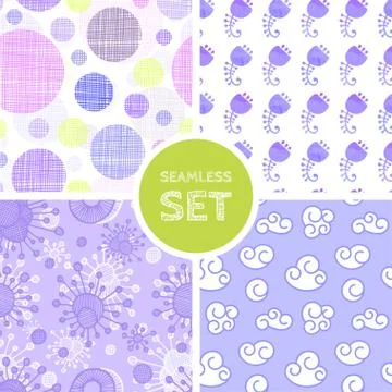 Vector set of four seamless background Stock Illustration