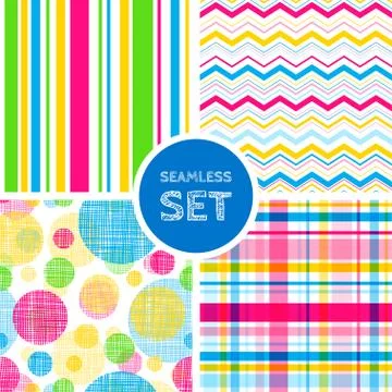 Vector set of four seamless background Stock Illustration