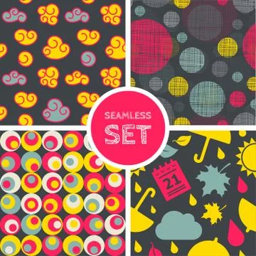 Vector set of four seamless background Stock Illustration