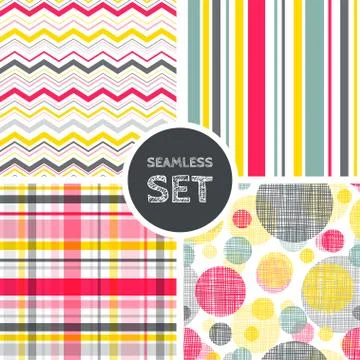 Vector set of four seamless background Stock Illustration