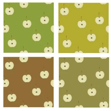 Vector set of four seamless pattern with apple theme Stock Illustration